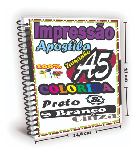 Impressão 1 Apostila 310 Pág A5 Colorido Encadernada