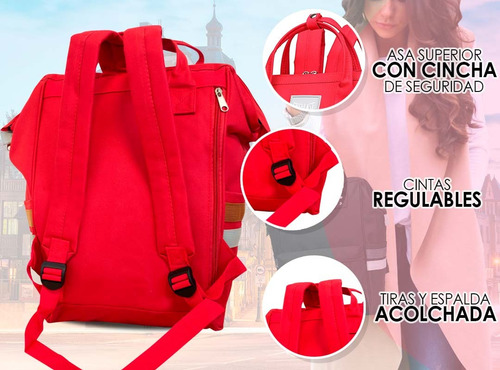 Imagen 5 de 10 de Mochila Cartera Everlast Bolsillo Anti-robo Seguridad Resistente Mujer Diseño De Moda Abertura Boca De Pez Envios