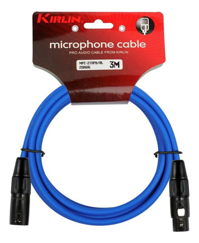 Cable Micrófono Xlr Macho A Xlr Hembra 3 Metros Azul Kirlin