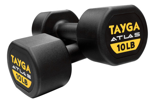 Par Pesas Mancuernas 10lb C/u Tayga Atlas Gimnasio Color Negro