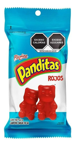 7 Pzas Gomitas Ricolino Panditas Rojos Sabor Fresa 65 G