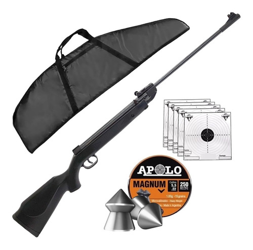 Rifle Aire Comprimido 5,5 Potenciado Funda Blanco Balines