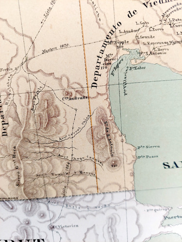 Mapa 1886 Rio Negro Ferrocarriles Telegrafos Indios Sendas (Usado)