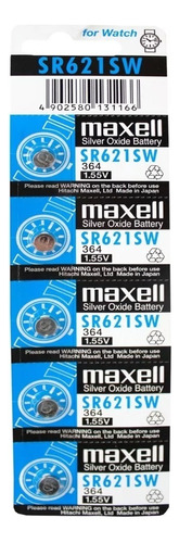 Pack 5 Pilas Maxell Botón Sr621sw Ag1 1.55v 