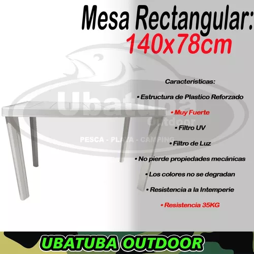 Mesa De Exterior Plastica Jardin 140x78 - Patas Desmontables