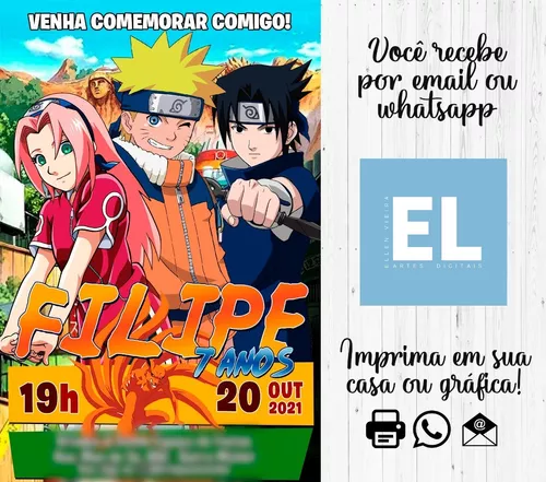 Convite Arte Digital Naruto Pequeno Sakura