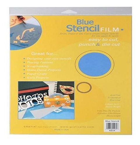 Grafix 9-by-12-inch Stencil Film Azul, Paquete De 4