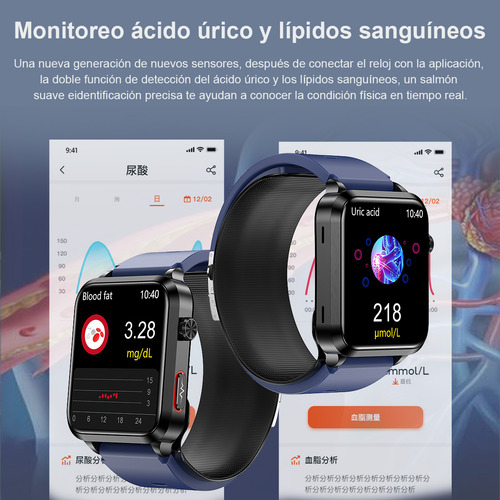 Ssb Smart Watch Mujer Hombre Glucosa En Sangre Ácido Úrico