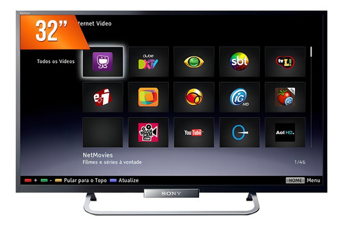 Smart TV de 32" Sony Bravia KDL-32W655A com tela LED Full HD 127/220V