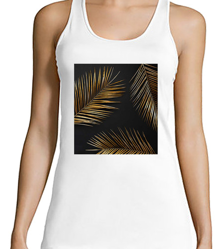 Musculosa Mujer Oro Hojas De Arbol Modelo Moderno Deco