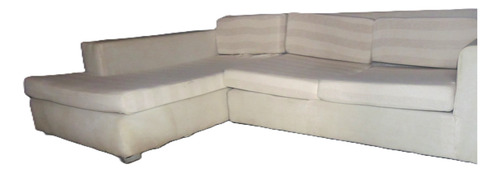 Sillón Esquinero L Natural A Rayas, De 2 Cuerpos Blanco Rayado