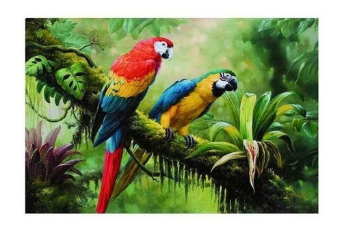 Cuadros En Oleo Guacamaya Y Tucan Para Tu Casa Sala Oficina