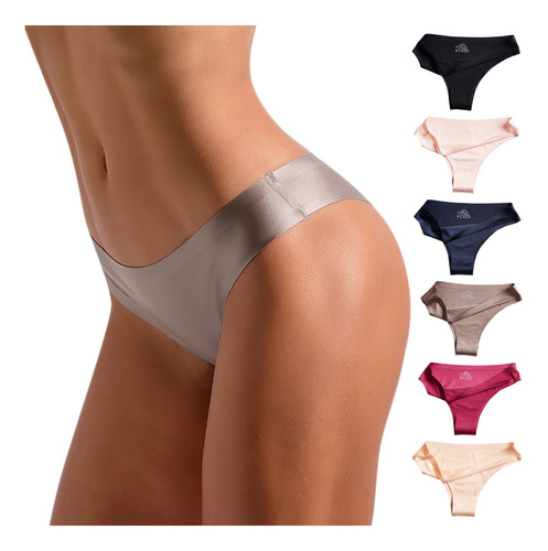 6 Bragas De Bikini De Seda Helada Para Mujer, Cómodas Para Y