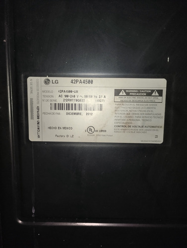 Televisor LG 42 Pulgadas Para Repuesto O Reparar (Usado)