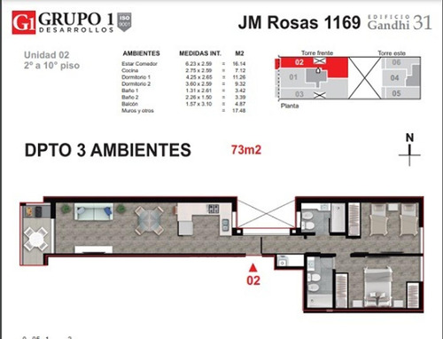Departamento 2 Dormitorios Juan Manuel De Rosas 1169