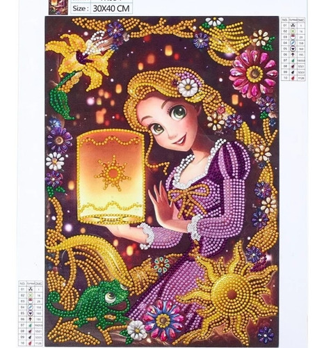 Pintura Com Diamantes - Diy 5d Strass - Rapunzel - 30x40 Cm