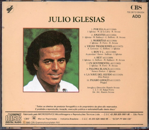 Cd Julio Iglesias - Hey (Usado)