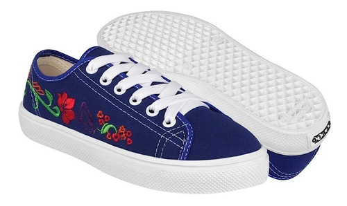 Tenis Casuales Stylo Para Mujer Textil Azul 7152az