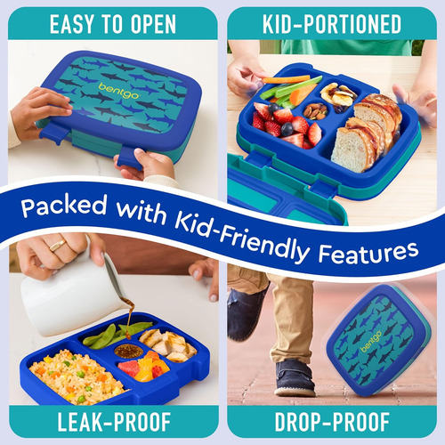 Caja De Almuerzo Bento Kids, Bentgo, 5 Compartimentos, Shark