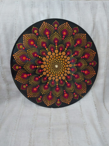 Mandala Cuadros Pintada A Mano Sobre Disco Vinil 30 Cm