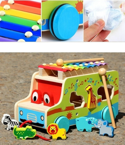 Juguetes De Madera Niños Didáctico Multifuncional Xilófono