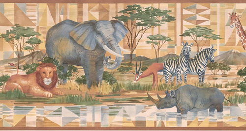 Frontera Del Papel Pintado Animales De Africa De Color ...