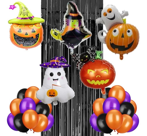 Combo Globos Halloween Grandes Calabaza Bruja Fantasma 2