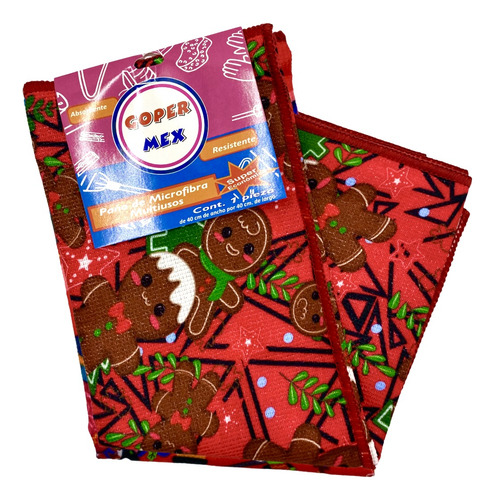 50 Trapo Paño Microfibra Navideño Cocina Multiusos