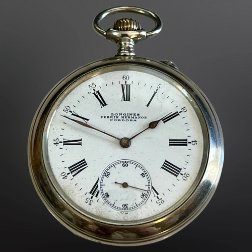 Antiguo Longines Open Face Con Guarda Polvo De Acrilico 1910