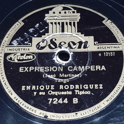 Pasta Enrique Rodriguez Y Su Orquesta Tipica Odeon C528