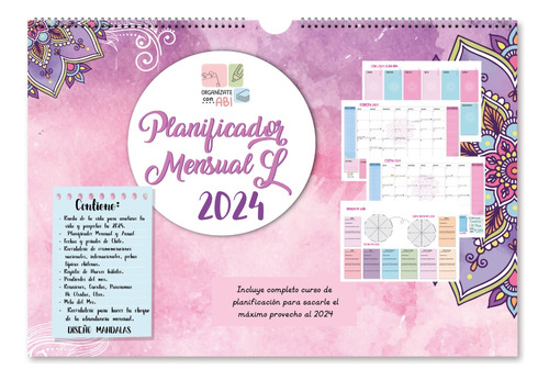 Planificador Mensual L 2024 Anillado Mandalas Planner