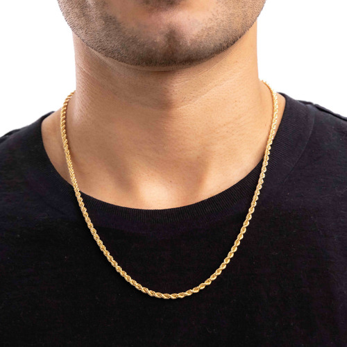 Cadena Torsal Hueca De Oro Italiano 10k, Calibre 3.2mm, 55cm Color Dorado