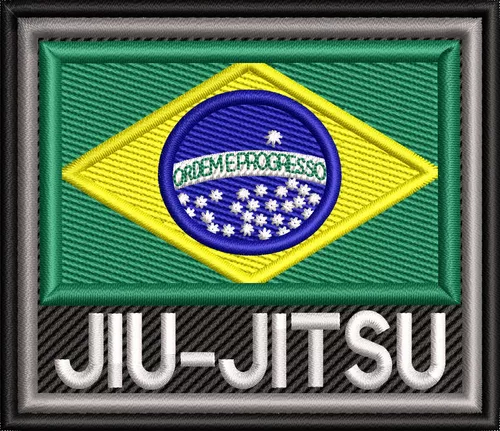 Patch Bordado Bandeira Brasil Legenda Jiu Jitsu Azul