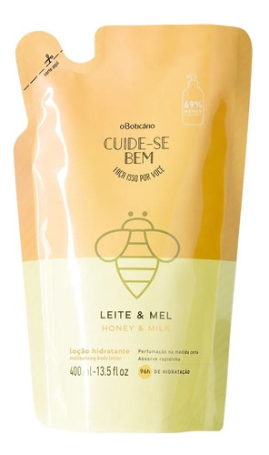 Creme Para Corpo O Boticário Cuide-se Bem Leite E Mel Refil 400ml