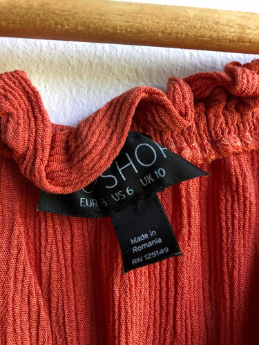 Vestido Short Topshop Talla 6 Naranjo Algodón Vestido Short Topshop Talla 6 Naranjo Algodón