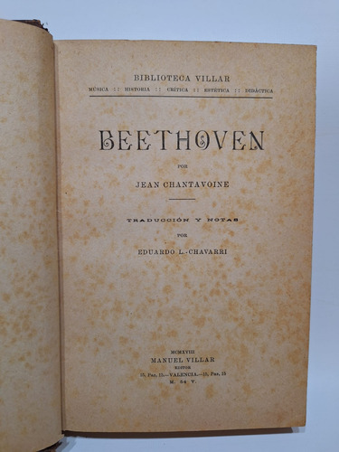 Antiguo Libro Beethoven Jean Chantavoine 1926 Le86