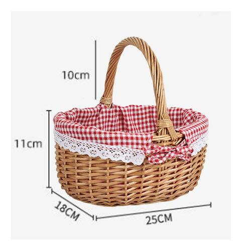 Cesta De Mimbre Para Picnic, Cesta De Almacenamiento, S Rojo
