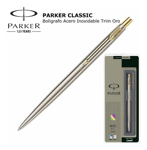 Boligrafo Parker Classic Acero Inoxidable Clip Trim Oro