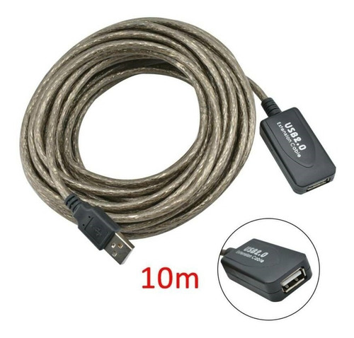 Imagen 1 de 4 de Cable Extension Usb Activo 10m Metros Blindado Recubierto