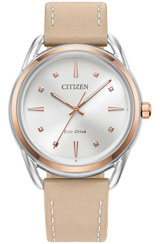 Reloj Citizen Eco Drive De Mujer Fe7096-08a Rosa Plateado