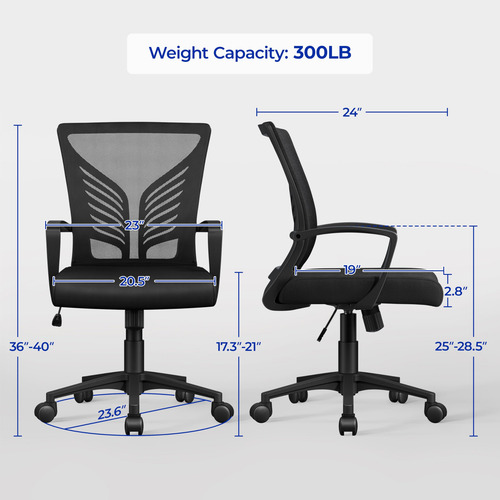 Silla De Oficina Ergonómica Ajustable Malla Negra