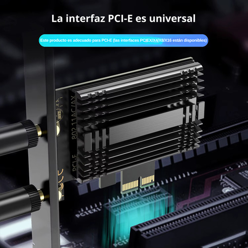 Tarjeta Wifi 7 Pcie Con Bluetooth 5.4 Hasta 5400mbps