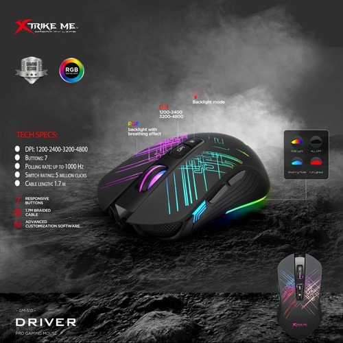Mouse gamer Xtrike Me GM-510