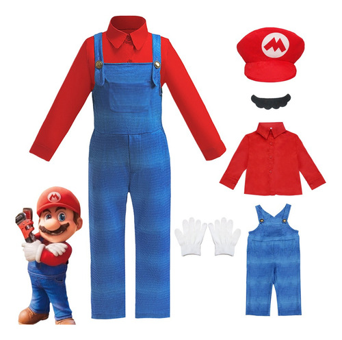 Disfraz Super Mario Bros Y Luigi Cosplay Superheroe Niño Halloween