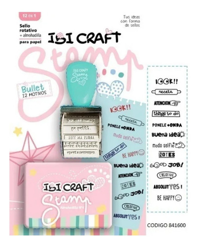 Sello Ibi Craft Rotativo 12en1 Stamp + Almohadilla
