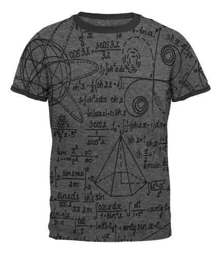 Math Geek Formulas All Over Heather-black Camiseta Con Timbr