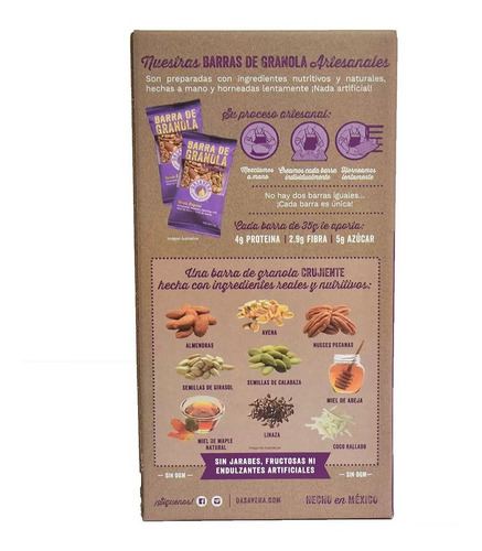 Barra De Granola Crujiente Dasavena 20 Piezas De 35 Gramos