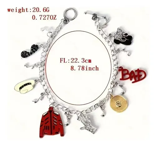 St.michael Jackson-1987 Bad Set Collar Y Pulsera Plata