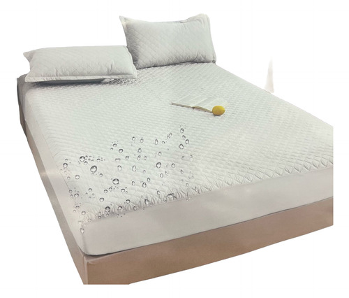 Cubre Colchón Impermeable 160x200 Cm Queen Blanco Liso 2 1/2 Plazas