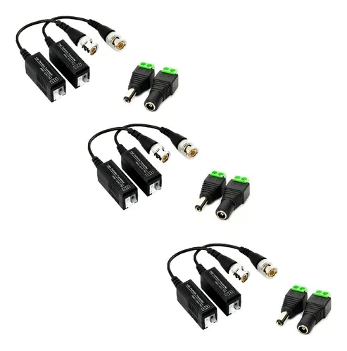comprar 3 Pares Video Balun Camera Cftv + 3 P4 Macho + 3 P4 Fêmea